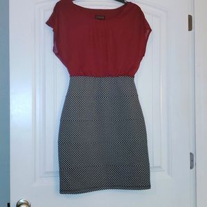 Red, black, and white dress